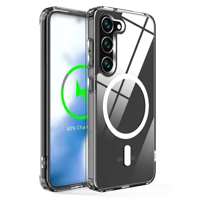 Picture of Samsung Galaxy  S21 MagSafe Compatible Shockproof Transparent Slim Fit Wireless Charging supported Frosted Border Phone Back Case Mobile Cover (Samsung Model S21