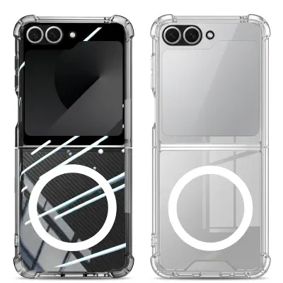 Picture of For Magsafe Wireless Charging Magnetic Case for Samsung Galaxy Z Flip 6 Clear Protective Cover for ZFlip6 Flip6 Shockproof Shell