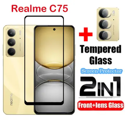 Picture of 2 in1 For Realme C75 4G Screen Protector Transparent Full Cover Film for Realme C75 4G RealmeC75 2024 Tempered Glass Camera Lens