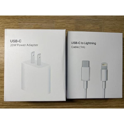 Picture of Aple iPhne Charger 20 watts adapter and Usb c to Lighting cable for 13/12/11