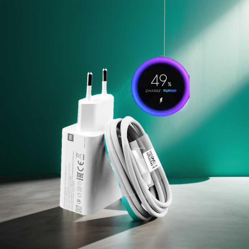 Picture of 33W Charger For Redmi / Mi  Fast Charging Adapter With Type-C cable Showing Charging Percentage