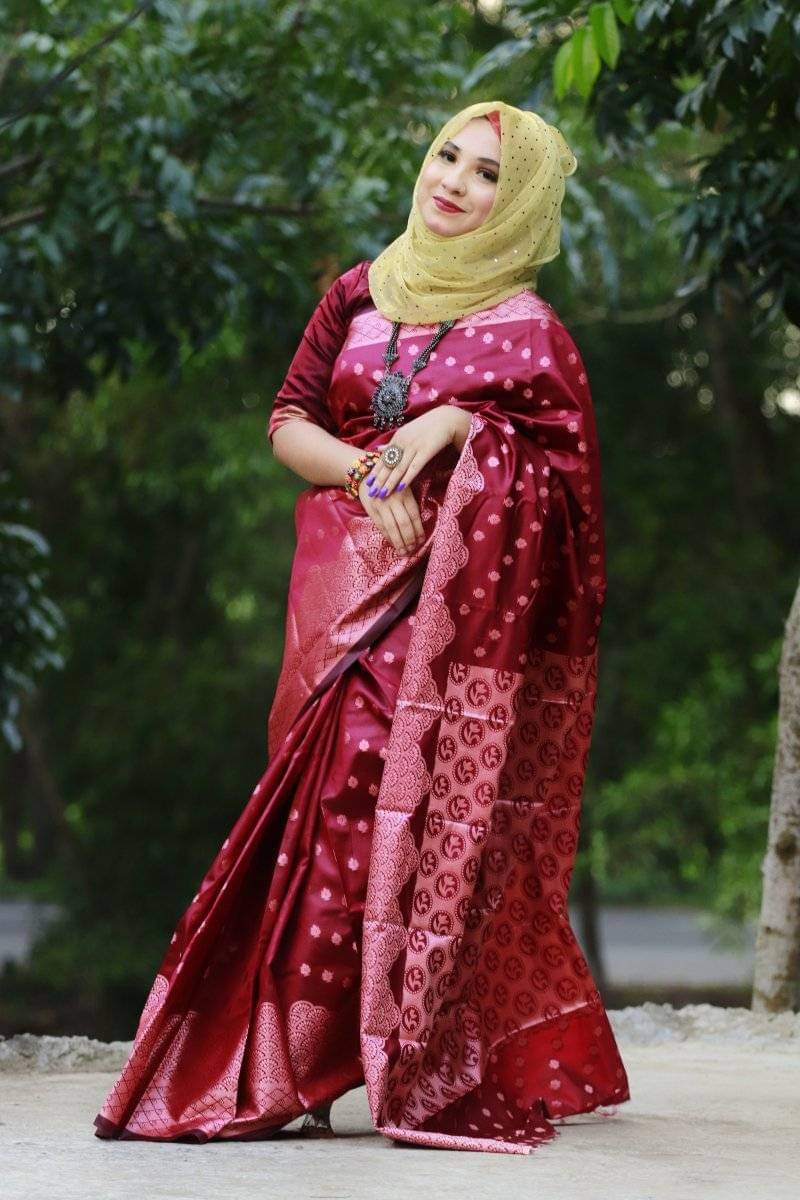 Picture of New Soft Silk Katan Saree for Women - Elegant Design, No Blouse Piece, Perfect for Any Occasion
