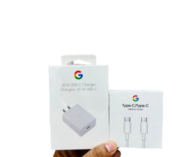 Picture of Google 30W USB-C Charger - Fast Charging Adapter with Type-C to Type-C PD Cable | Compatible with Pixel Phones & All USB-C Devices