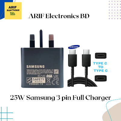 Picture of For Samsung 25W PD USB-C Power Adapter (3 Pin) | Fast Charger for Samsung 25W Supported USB-C Devices