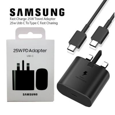 Picture of For Samsung Galaxy S21 Ultra 25Watt Fast Charger UK 3 Plug USB PD Travel Wall Charger with USB Type-C To Type-C Cable For S21 S21+ S21 Ultra S20 S20+ S20 Ultra Note 10+