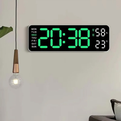 Picture of Smart Mute LED Electronic Night Alarm Wall Clock Minimalist Thermometer Calendar Time Cube Clock Home Decor - Black