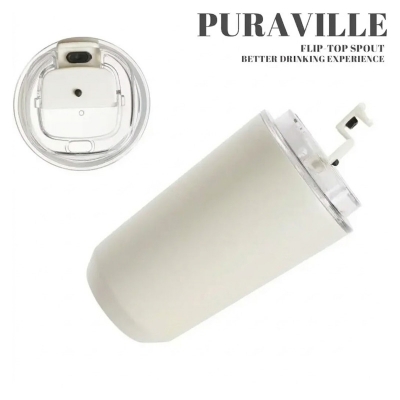 Picture of Tumbler Thermos Cup Milky White Coffee Mug Insulated Water Bottle 240ml -  White