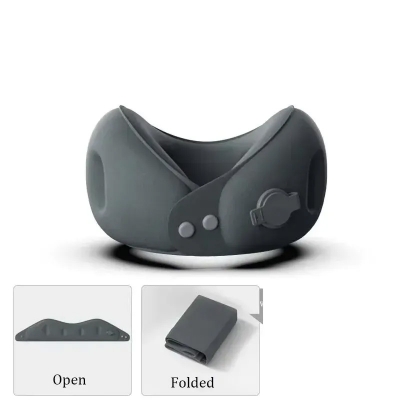 Picture of Inflatable U-Shaped Travel Neck Pillow Portable Soft Sleep Companion - Size-One Size, Black