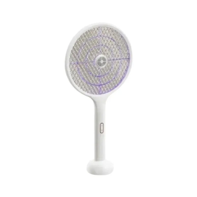 Picture of Qualitell E2 Electric Mosquito Killer Lamp Fly Swatter Racket — 3-in-1 UV Trap & Rechargeable Swatter -  White