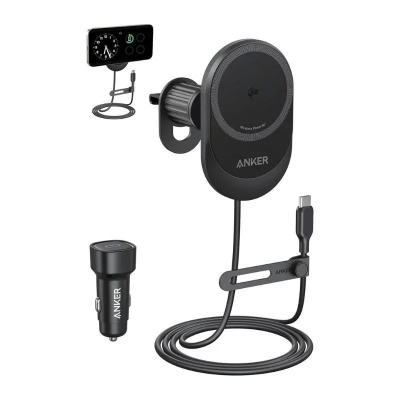 Picture of Anker B2932 MagGo 15W Wireless Car Charger with Built-In USB-C Cable - Black