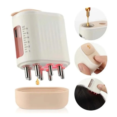 Picture of Electric Scalp Massager with Red Light Therapy & Hair Oil Applicator | Anti-Hair Loss Tool - Cream 