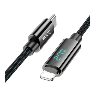 Picture of Hoco U125 Benefit Type-C to Lightning 27W Fast Charging Data Cable With Display - Black