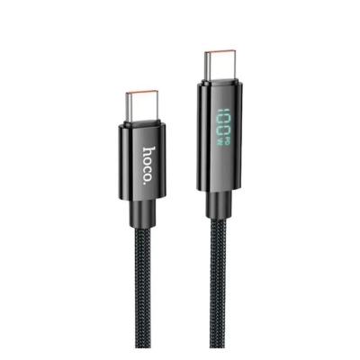 Picture of Hoco U125 Benefit 100W Fast Charging Data Cable with Display (Type-C to Type-C) - Black