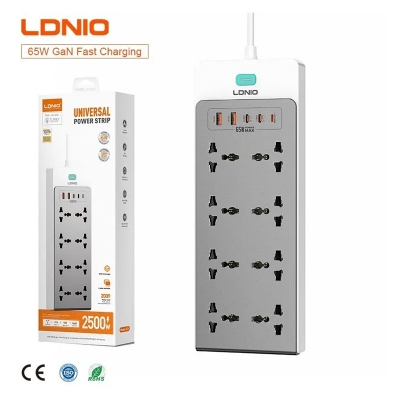 Picture of LDNIO SC4 65W PD GaN Power Strip – 13-in-1 Fast Charging Extension Board for Home, Office, and Travel -  Bright White