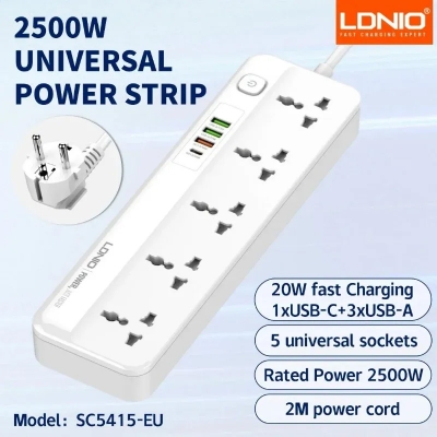 Picture of LDNIO SC5614C 5 Way Outlets Power Strip -  White