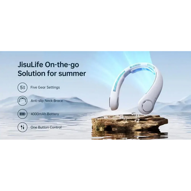 Picture of JisuLife Neck Fan Life4 FA14x 5000mah The Ultimate In Wearable Refreshment -  White