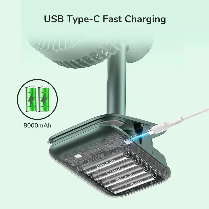 Picture of JISULIFE FA13R Clip Fan Auto-Oscillating Clip-on Fan 8000mAh - 13 Green