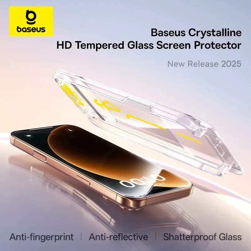 Picture of Baseus Screen Protector for iPhone 17 Pro Max Crystalline HD Tempered Glass with Dustproof Installation Tray, Clear 2Pcs