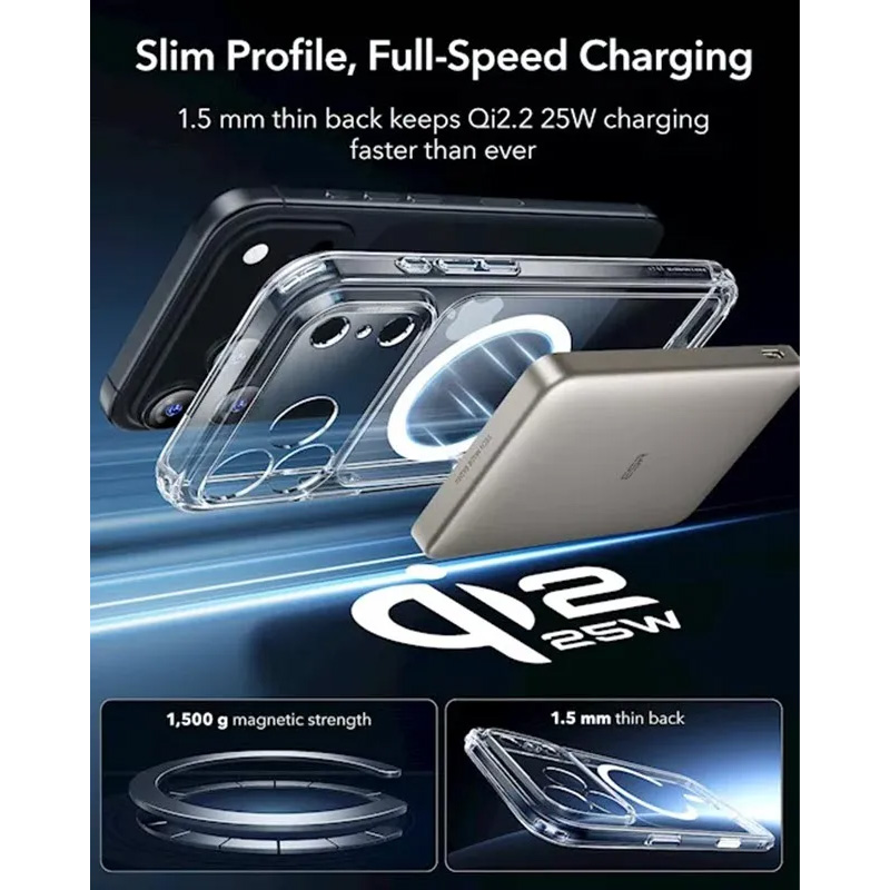 Picture of ESR Classic Hybrid Magnetic Case with Protector Set (Camera Control) iPhone 17, 17 Air, 17 pro and 17 Pro max – Clear