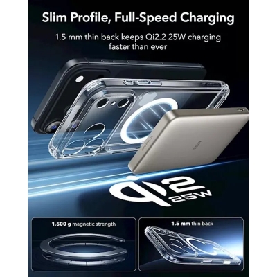 Picture of ESR Classic Hybrid Magnetic Case with Protector Set (Camera Control) iPhone 17, 17 Air, 17 pro and 17 Pro max – Clear