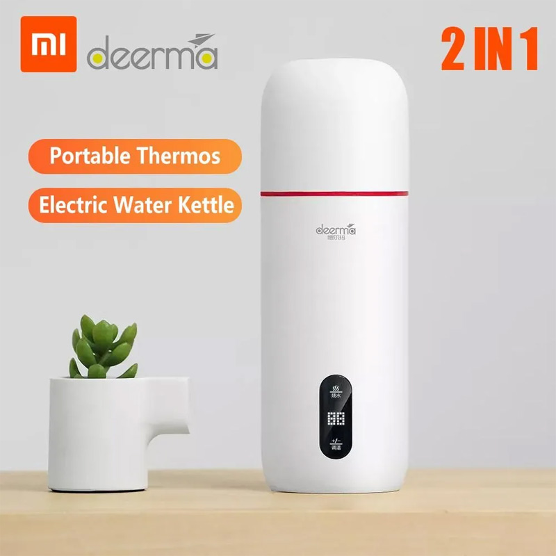 Picture of Xiaomi Deerma Hot Water Cup 350ML Stainless Steel Display Smart Touch Thermos Cup Electric Kettle -  Bright White