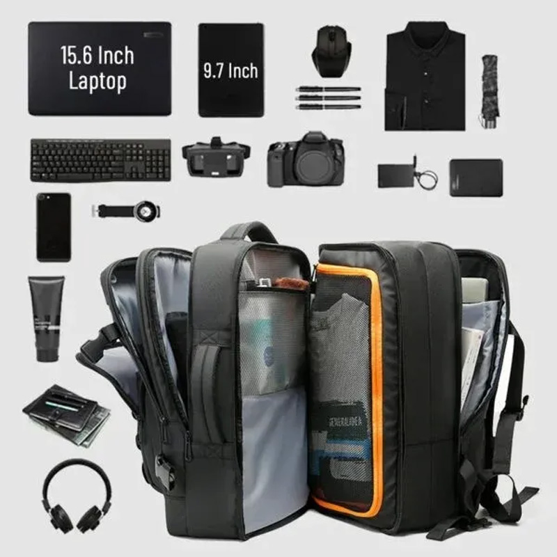 Picture of Bange BG-3055 Waterproof 40L Expandable Travel Laptop Backpack - Size-17 Inch, Black