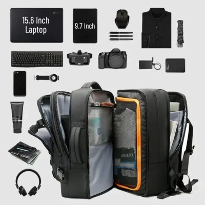 Picture of Bange BG-3055 Waterproof 40L Expandable Travel Laptop Backpack - Size-17 Inch, Black