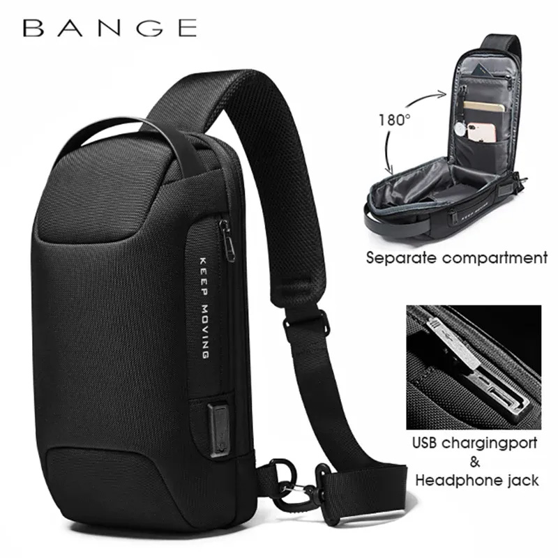 Picture of BANGE 22085 Anti Theft Crossbody Chest Bag - Size-11, Black
