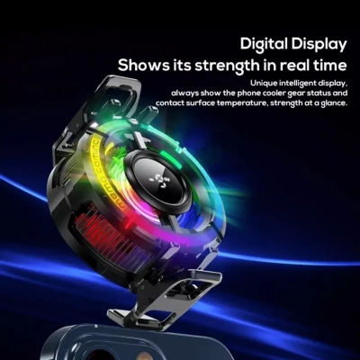 Picture of MEMO CX15 Digital Display Phone Cooling Fan: AI Semiconductor TEC for Cooler Gaming - Black