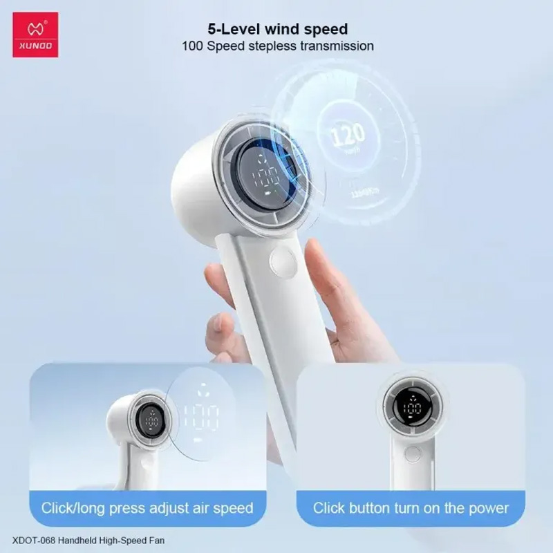Picture of XUNDD XDOT-068 Handheld High Speed Fan -  Bright White
