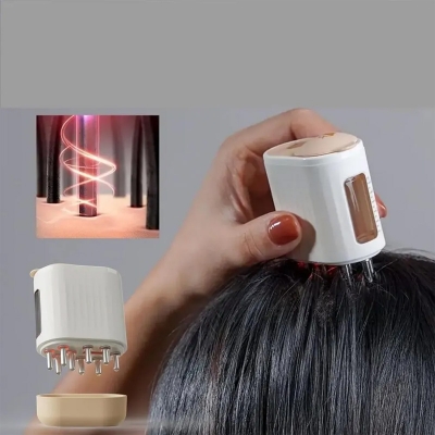 Picture of Electric Scalp Massager with Red Light Therapy & Hair Oil Applicator | Anti-Hair Loss Tool - Cream 