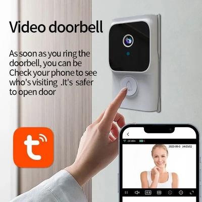 Picture of Tuya Wireless Doorbell Camera 1080 High-Definition Bidirectional Audio WiFi Video Intelligent Intercom Doorbell -  Bright White