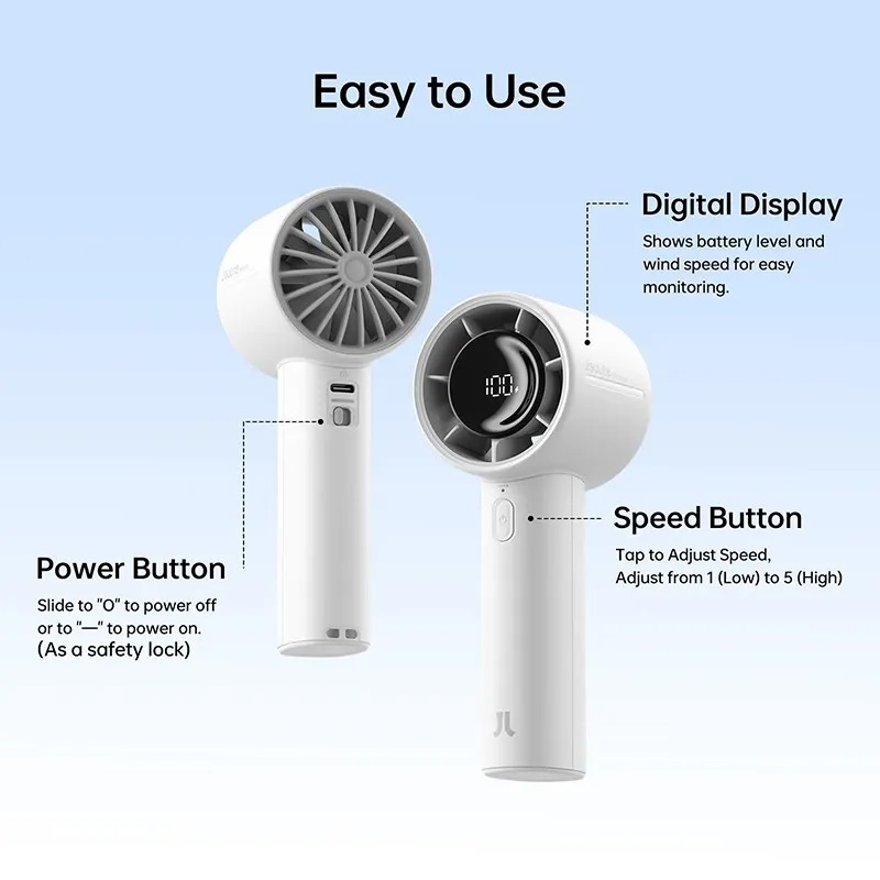 Picture of Jisulife Life10 Handheld Fan: 4000mAh Rechargeable Mini Cooling Fan -  White