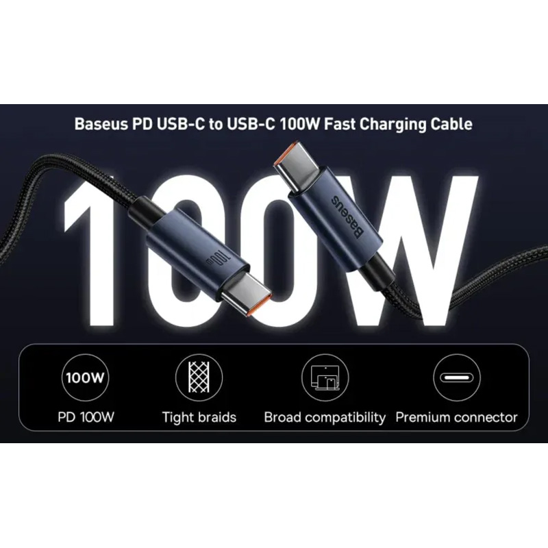Picture of Baseus Minimalist Type-C to Type-C 100W Cable - Black