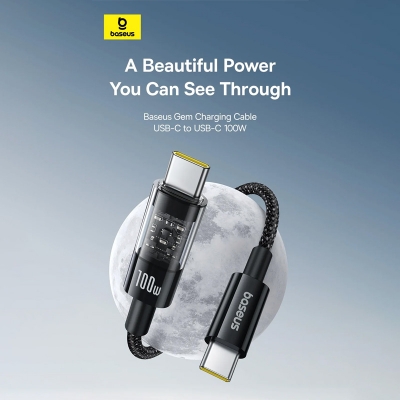 Picture of Baseus Gem Series Type-C to Type-C 100W Cable For Macbook Mobile Iphone 15 Series Samsung Pixel - Black