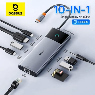 Picture of Baseus Metal Gleam Series II 10-in-1 USB Hub 4K 60Hz PD 100W -  Silver