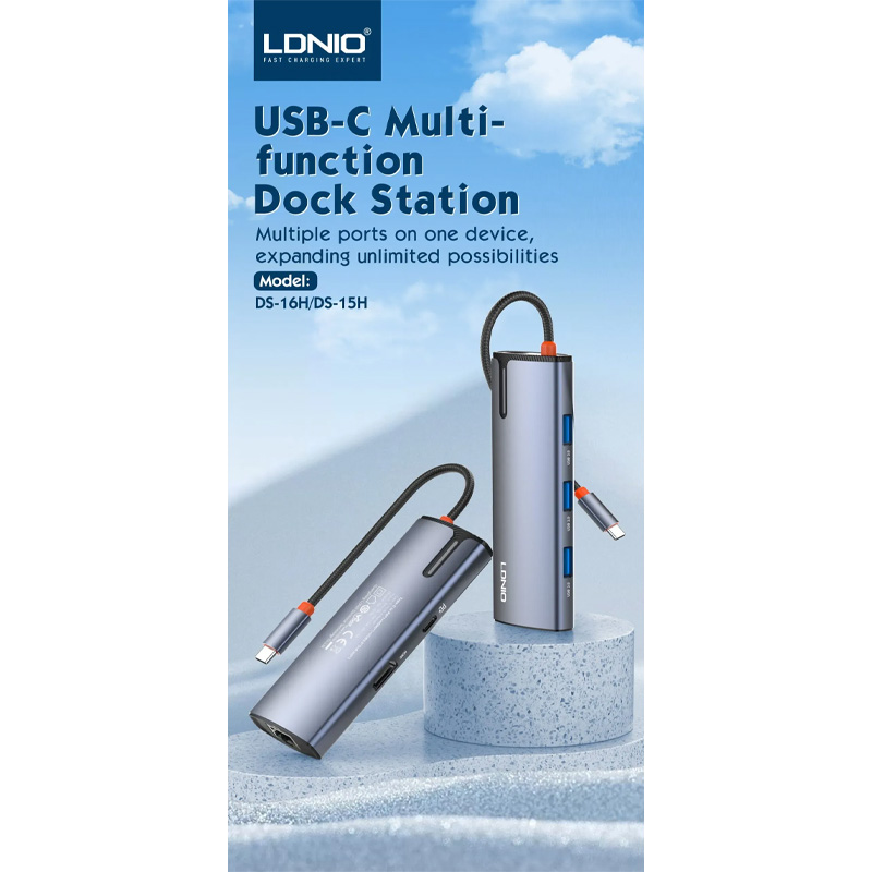 Picture of LDNIO DS-15H PD100W 5 in 1 Port USB C 3.0 Hub With 4k HDMI -  GRAY