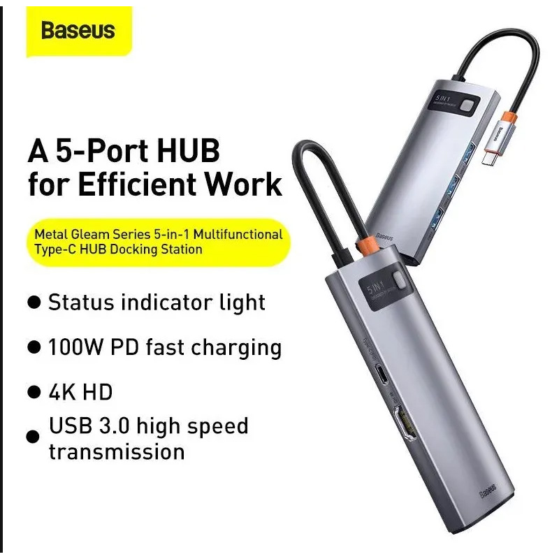 Picture of Baseus Starjoy 5 in 1 Type-C Hub Adapter -  Silver