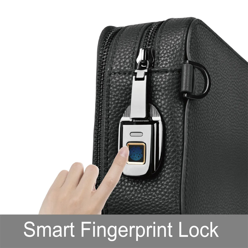 Picture of WiWU Master Genuine Leather Fingerprint Lock Crossbody Bag - Size-12 Inch, Black