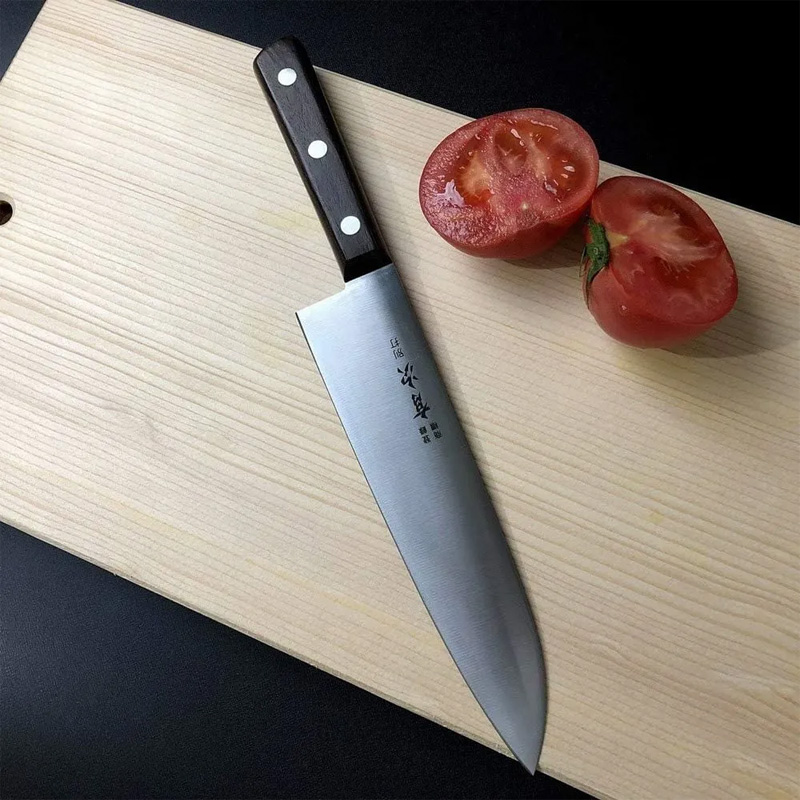 Picture of Japanese Chef’s Knife ARITSUGU Gyuto Carbon Steel Kitchen Knife for Effortless Slicing -  Silver