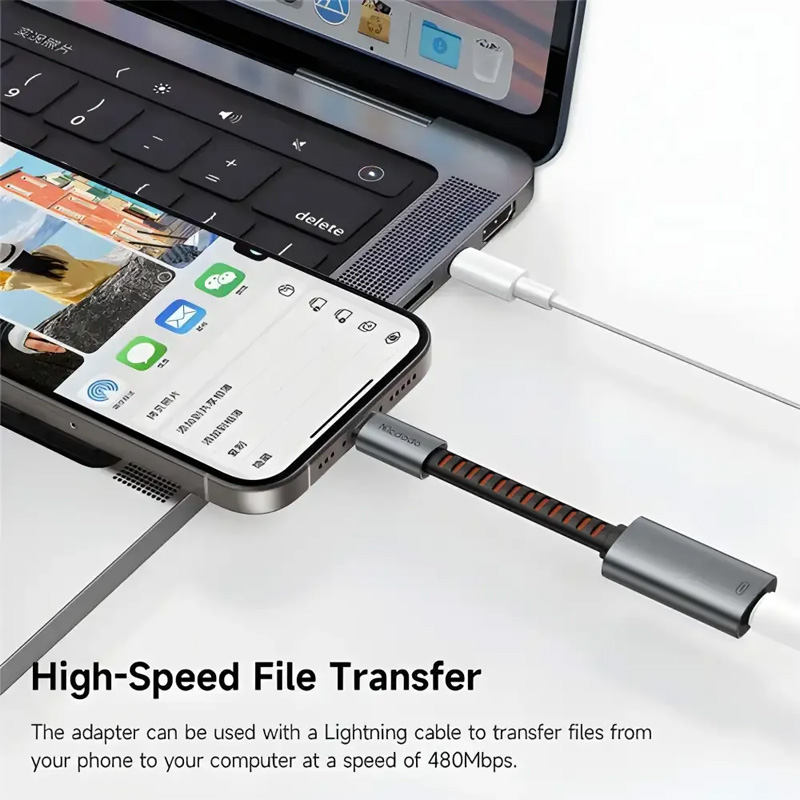 Picture of Mcdodo CA-4870 Lightning Female to USB-C Male 3 in 1 Multi Adapter High Speed Data Transfer - Black