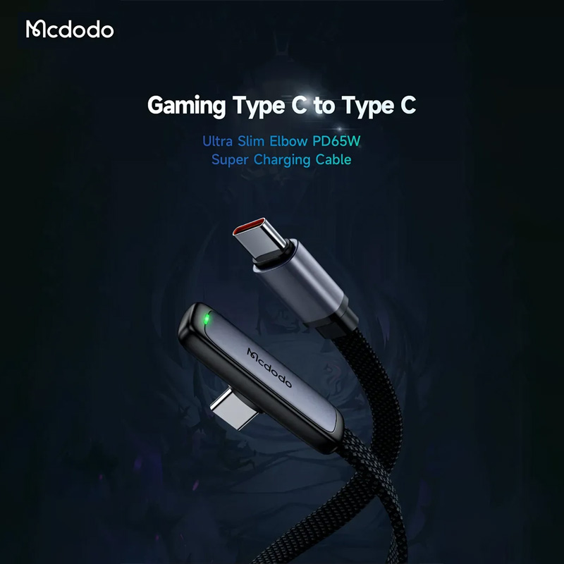 Picture of Mcdodo CA-336 Zebra Series 65W Type-C To Type-C 90 Degree Data Cable 1.2m - Black