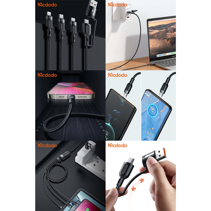 Picture of MCDODO CA-8800 2 In 3 100w Fast Charging Cable - Black