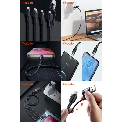 Picture of MCDODO CA-8800 2 In 3 100w Fast Charging Cable - Black