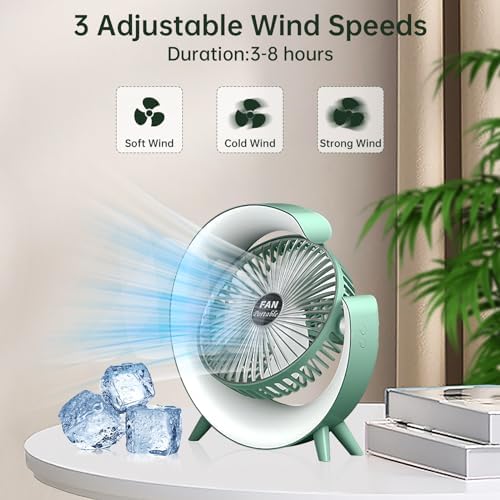 Picture of Portable Desk Fan with LED Light – USB Rechargeable, Quiet & Stylish 