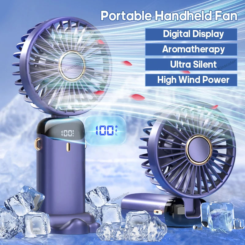 Picture of ✅ Mini Desk Fan – Digital Display, 5 Speeds  - Green