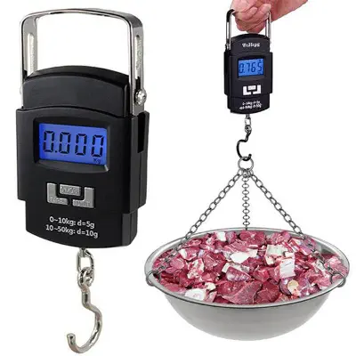 Picture of Digital Hanging Weight Scale, Portable Hanging Electronic Hook Scale-Black - Weight Machine Digital-(Black)