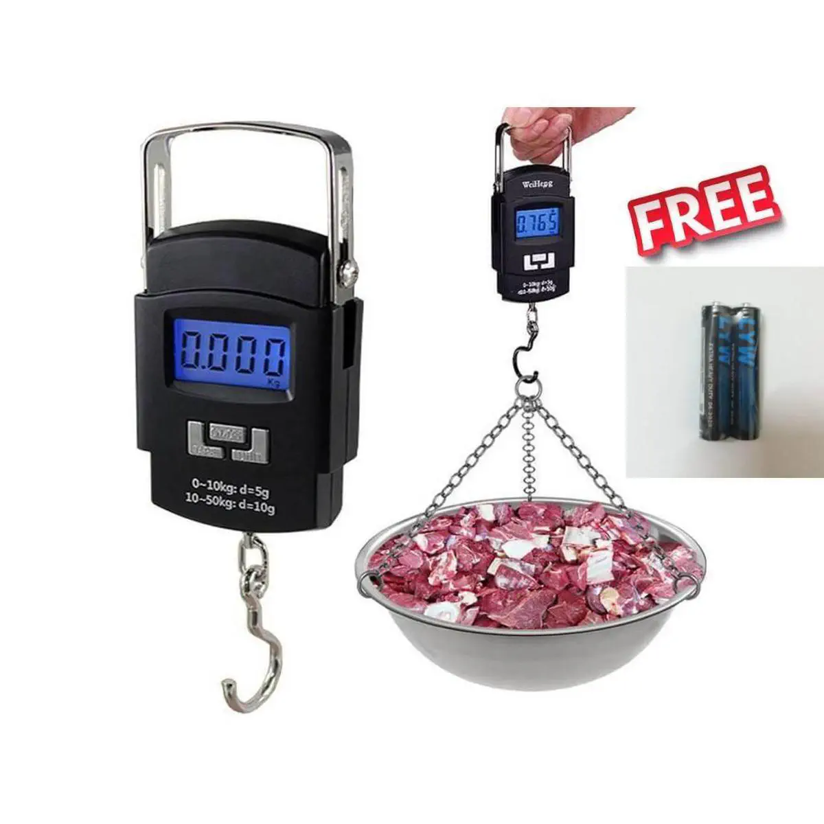 Picture of Digital Hanging Weight Scale, Portable Hanging Electronic Hook Scale-Black - Weight Machine Digital-(Black)
