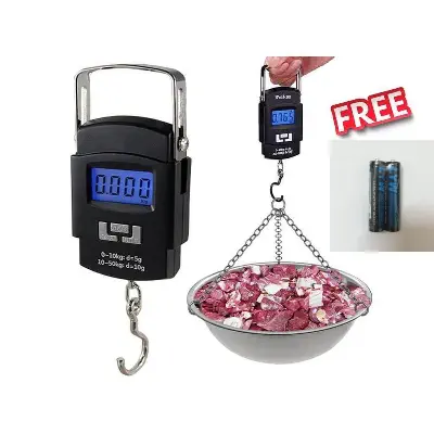 Picture of Digital Hanging Weight Scale, Portable Hanging Electronic Hook Scale-Black - Weight Machine Digital-(Black)