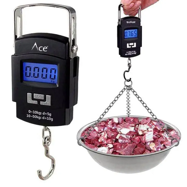 Picture of Digital Hanging Weight Scale, Portable Hanging Electronic Hook Scale-Black - Weight Machine Digital-(Black)